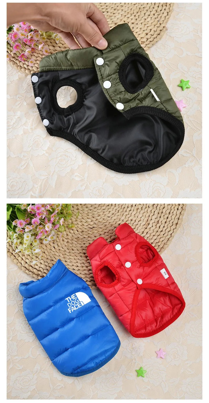 Double Sided Dog Coat Winter Warm Pet Dog Clothes For Small Medium Dogs Vest Chihuahua Clothing Soft Puppy Costumes