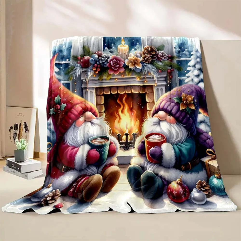 6 Sizes Gnome Christmas Printed Blanket Warm Soft and Comfortable Home Travel Blanket Sofa Bedding Cover Blanket Holiday Gifts