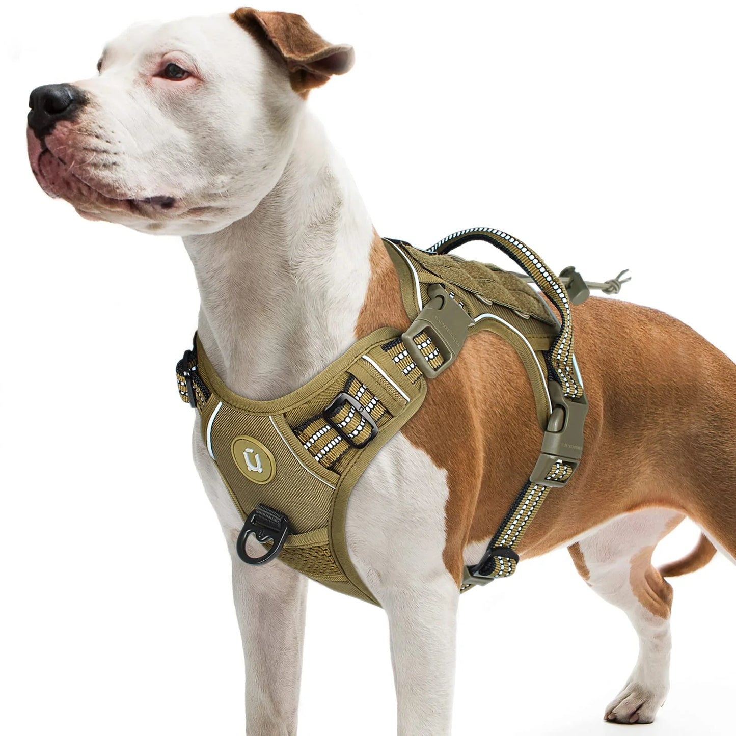 Tactical Dog Harness, No Pull Dog Harness, Adjustable Breathable MOLLE Dog Vest Harness for Medium Large Dog Reflective Military