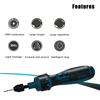 DONUMEH Cordless Electric Screwdriver 1300mah Li-ion Battery Rechargeable Mini Drill 3.6V Power Tools Set Household Maintenance