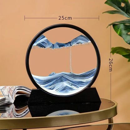 3D Moving Sand Art Picture Round Glass Deep Sea Sandscape Hourglass Quicksand Craft Flowing Sand Painting Office Home Decor Gift