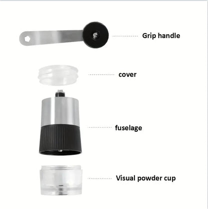 New Mini Hand Shake Manual Grinding Convenient Stainless Steel Ceramic Core Coffee Bean Grinder Visual Coffee Machine