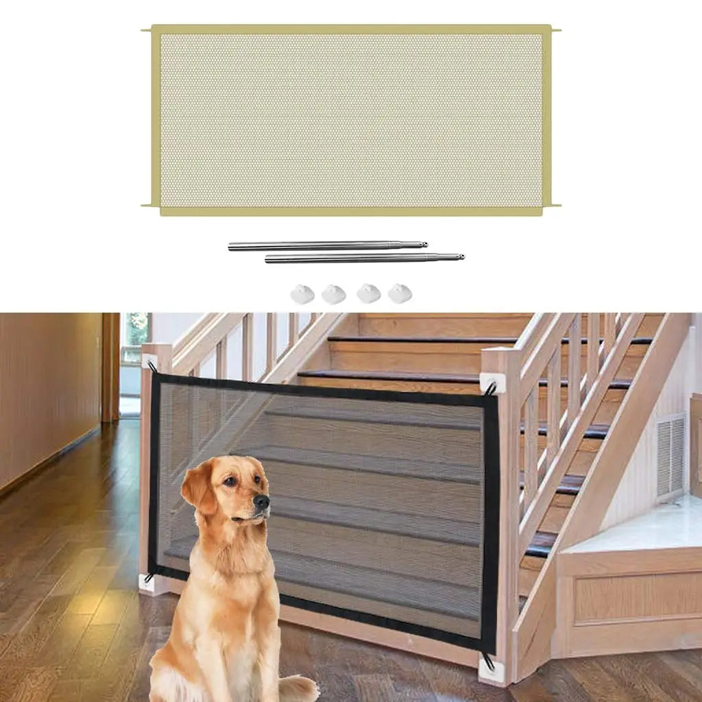 Portable Mesh Fence Gate for Dogs,  Folding children Gates Install Anyplace, Fence for Hall Doorway