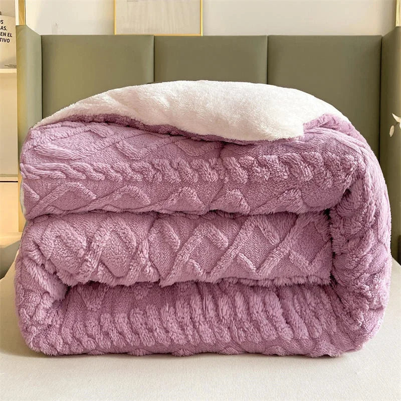 High End Thickened Winter Warm Blankets for Beds Artificial Lamb Cashmere Weighted Blanket Thicker Warmth Duvet Quilt Comforter