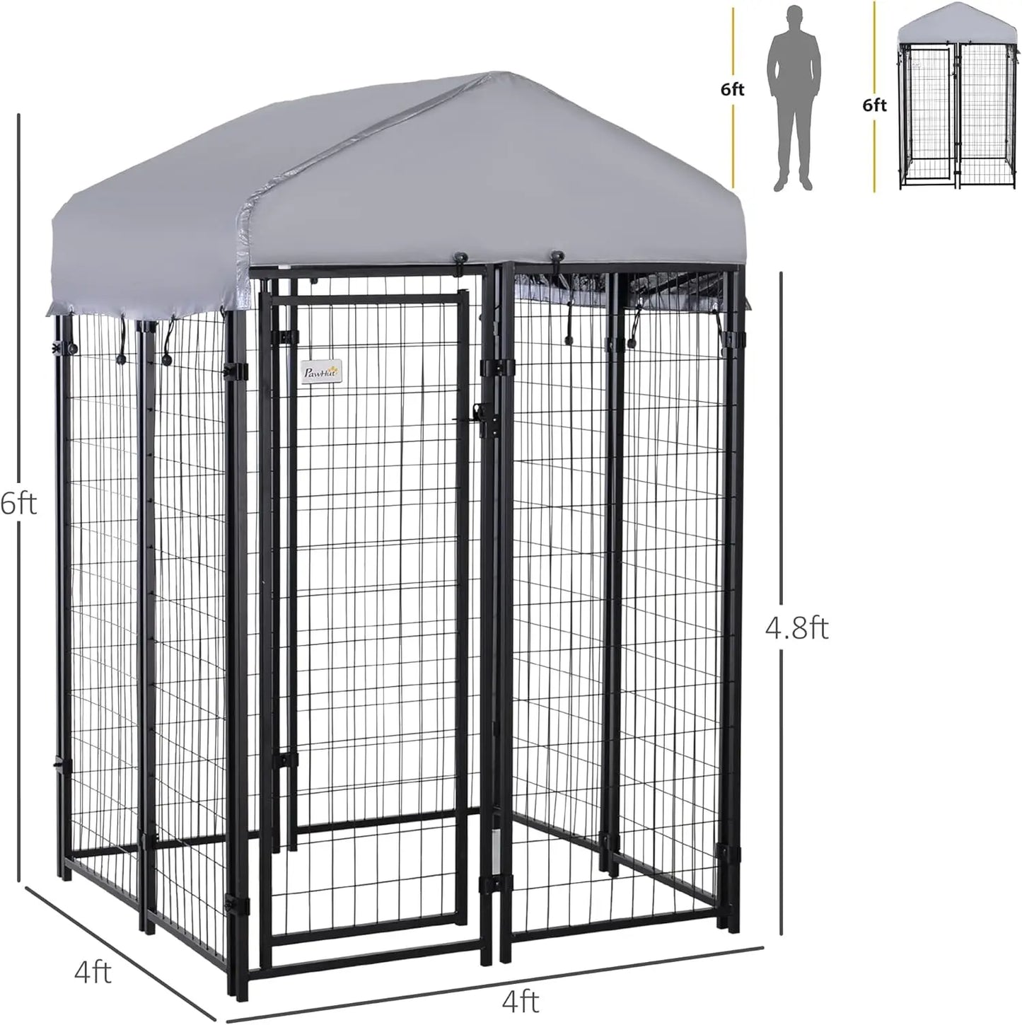 Dog Playpen Outdoor Dog Kennel Dog Exercise Pen with Lockable Door Water Resistant Canopy for Small and Medium Dogs