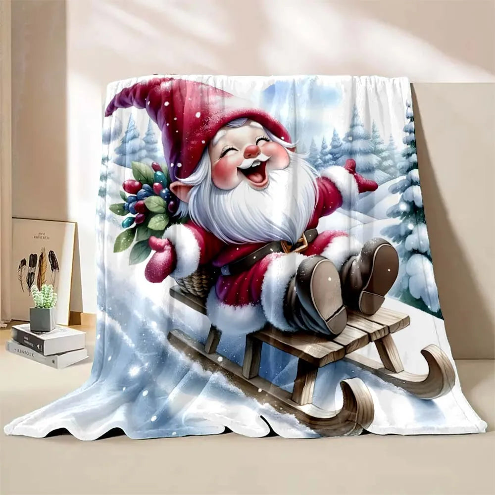 6 Sizes Gnome Christmas Printed Blanket Warm Soft and Comfortable Home Travel Blanket Sofa Bedding Cover Blanket Holiday Gifts