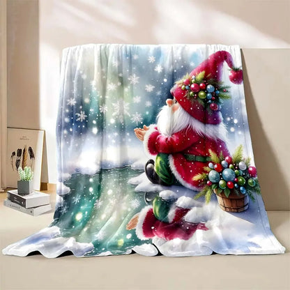 6 Sizes Gnome Christmas Printed Blanket Warm Soft and Comfortable Home Travel Blanket Sofa Bedding Cover Blanket Holiday Gifts