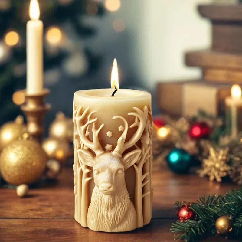 Christmas tree carving pattern candle reindeer, snowflake, Elk candle Christmas gifts