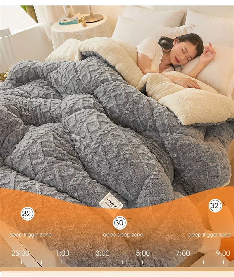 High End Thickened Winter Warm Blankets for Beds Artificial Lamb Cashmere Weighted Blanket Thicker Warmth Duvet Quilt Comforter