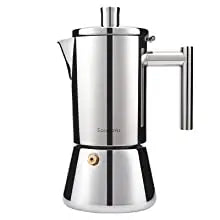 Easyworkz Diego Stovetop Espresso Maker Stainless Steel Italian Coffee Machine Maker 4Cup 6.8 oz Induction Moka Pot