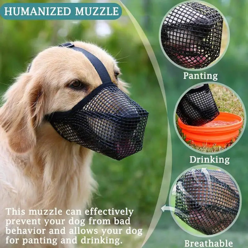 Pet Dog Muzzles Adjustable Breathable Dog Mouth Cover Anti Bark Bite Mesh Dogs Mouth Muzzle Mask For Dogs Long Mouth Doggy Use