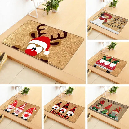 Christmas Decorations Doormat, Merry Xmas Gnomes Elk Rug Indoor Outdoor Entrance Carpet Holiday Home Decor Door Mat