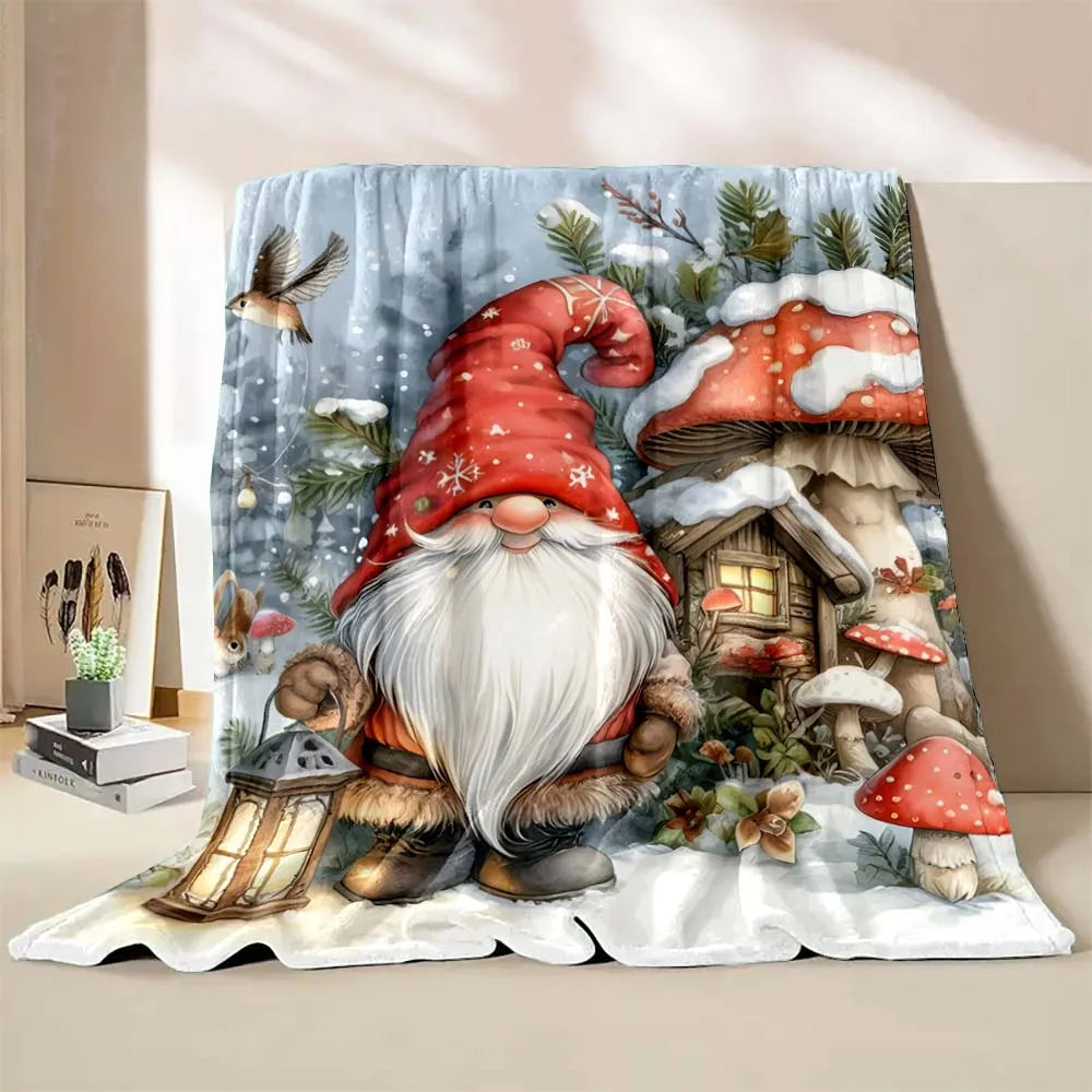 6 Sizes Gnome Christmas Printed Blanket Warm Soft and Comfortable Home Travel Blanket Sofa Bedding Cover Blanket Holiday Gifts