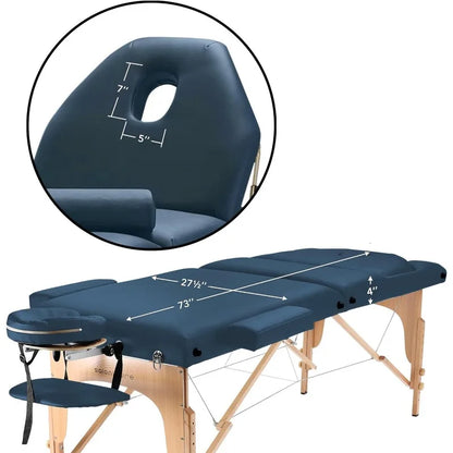 Professional Portable Massage Table with Backrest - Blue