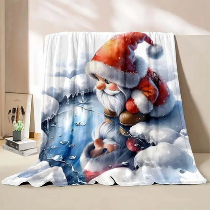 6 Sizes Gnome Christmas Printed Blanket Warm Soft and Comfortable Home Travel Blanket Sofa Bedding Cover Blanket Holiday Gifts