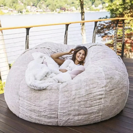 Lazy Sofa Foam Bed Bean Bag Double Triple Bedroom Plush Bean Bean Rice Fabric Recliner with Filling Jumbo Bean Bag