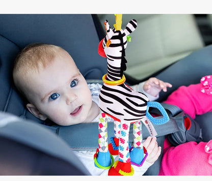 Soft Giraffe Zebra Animal Handbells Rattles Plush Infant Baby Development Handle Toys WIth Teether Baby Toy For Newborn Gifts