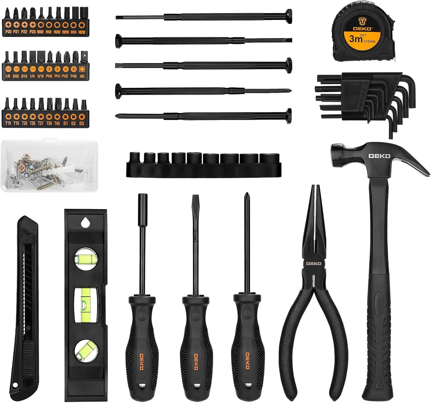 DEKO Tool Kit Set Box Home Repair Tools Basic Hand Toolbox Sets 148Piece.