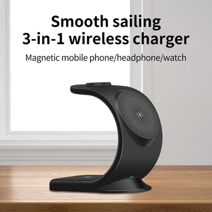 3 IN 1 Wireless Charger Pad Stand Foldable Holder for iPhone 15 14 13 12 11 Apple Watch AirPods 15W Fast Charging Dock Station