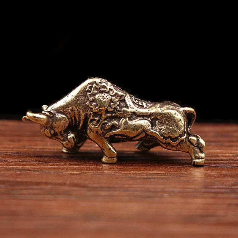 Brass Lucky Bullfighting Statue Home Decoration Ornaments Copper Animal Miniature Figurine Bring Wealth Office Desk Decor Crafts