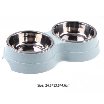 Double Pet Food Bowl Dogs Cats Feeding Drinkware Dish Feeder Cat Puppy Drinking Water Feeding Dog Accessories Feeding Supplies