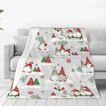 Merry Christmas Gnomes Knitted Blanket Nordic New Year Wool Throw Blankets Summer Air Conditioning Printed Soft Warm Bedsprea