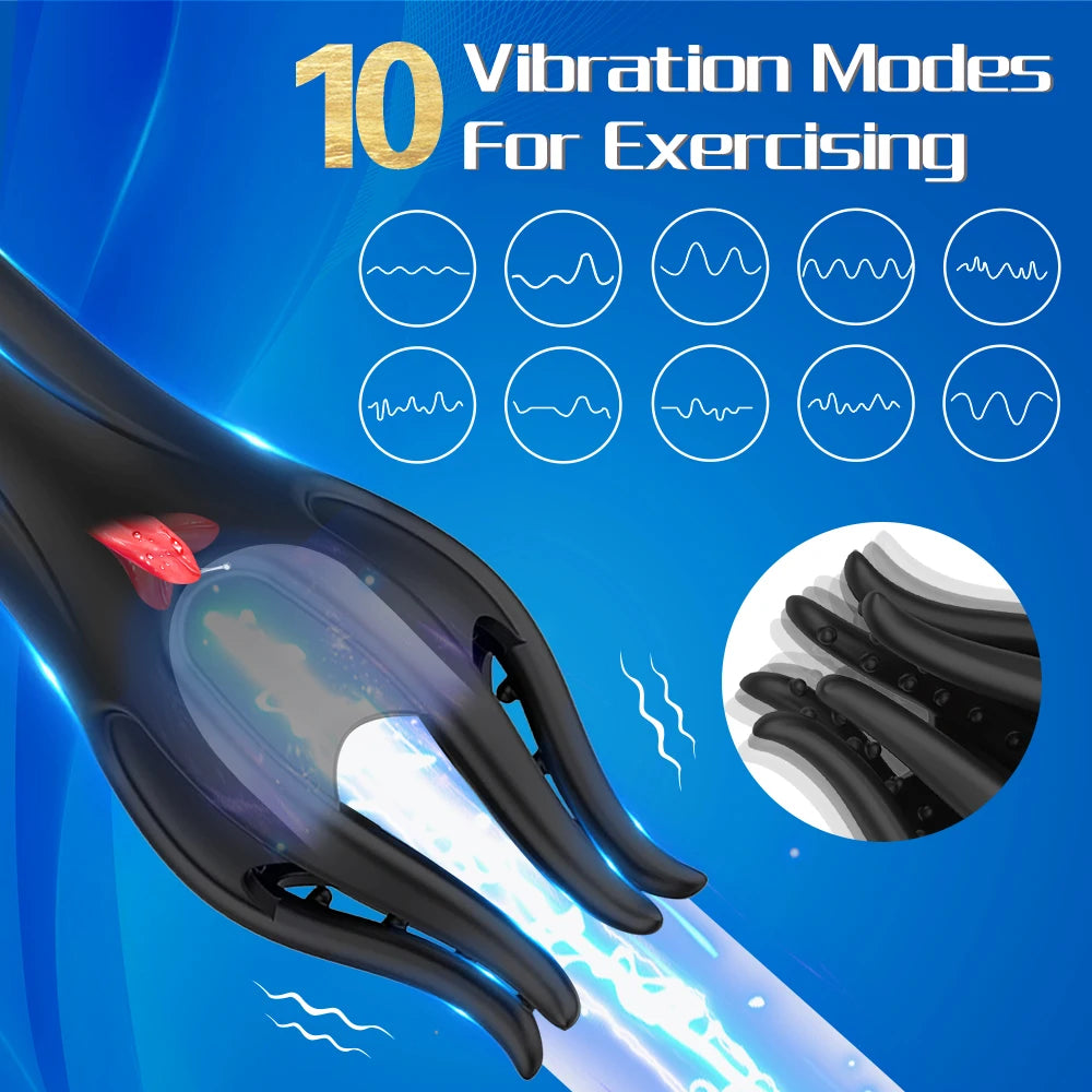 Male Glans Stimulate Massager 10 Modes Penis Delay Trainer Vibrator Rotate Masturbator Automatic Oral Climax Sex Toy For Men