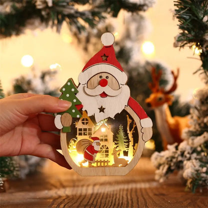 Creative Santa Snowman Ornament Household Led Lighted Wooden Christmas Decorations Durable Portable Christmas Light