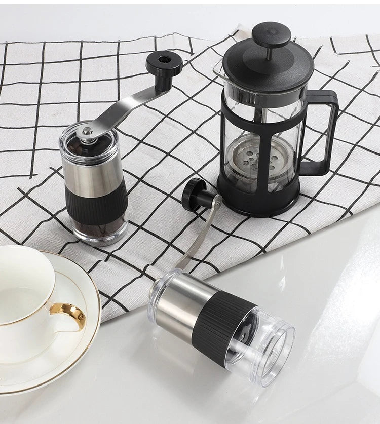 New Mini Hand Shake Manual Grinding Convenient Stainless Steel Ceramic Core Coffee Bean Grinder Visual Coffee Machine