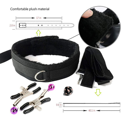 Sex Toys Nylon BDSM Kit Plush Sex Bondage Sex Toys for Women Set Handcuff Exotic Sex Games Whip Nipple Clamp Adult Sexy Toys 18