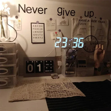 3D LED Digital Clock Wall Decoration Glow Night Mode Decoration for Bedroom Adjustable Electronic Watch Room Decor Aesthetics