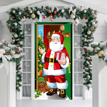 Christmas Background Decoration Hanging Cloth Christmas Door Background Cloth Party Decoration Tapestry Door Cover