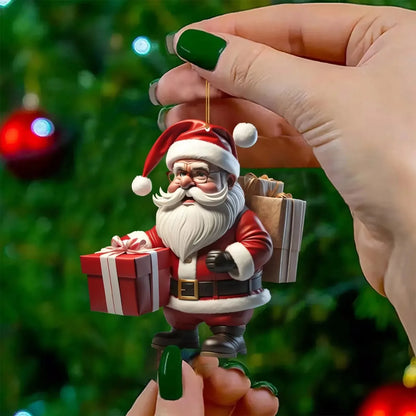 2D Acrylic Flat Christmas Tree Decoration Cartoon Santa Claus Snowman Doll Christmas Ornaments Decor