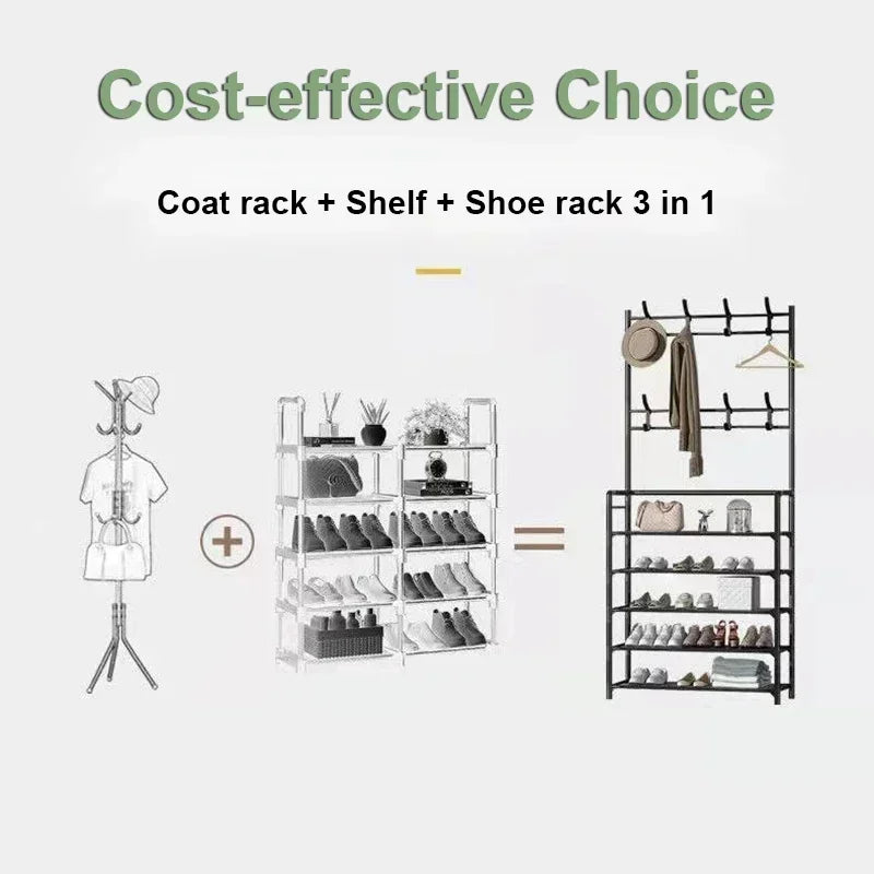 Clothes Hat Hangers Shoe Rack Multi-ayer Shoe Rack Simple Floor Shoes and Hat Racks Load-bearing Living Room Organizer Shelf