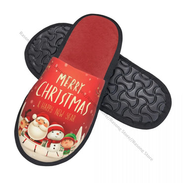 Winter Slipper Woman Man Fluffy Warm Slippers Santa Claus Snowman Reindeer And Elf In Christmas House Slippers Shoes