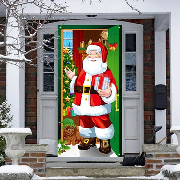 Christmas Background Decoration Hanging Cloth Christmas Door Background Cloth Party Decoration Tapestry Door Cover