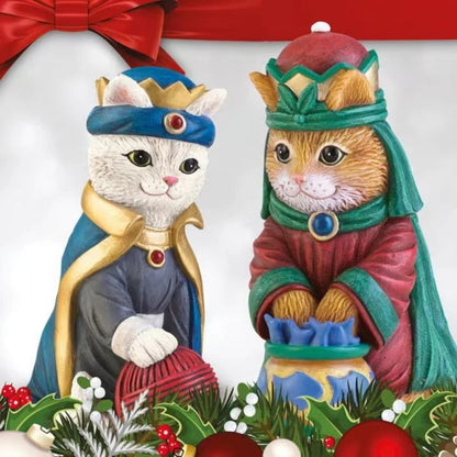 Nativity Royal Cats Christmas Decoration Resin Crafts Animal Cat Nativity Scene Ornament Collection Birth Of Jesus Home Decor