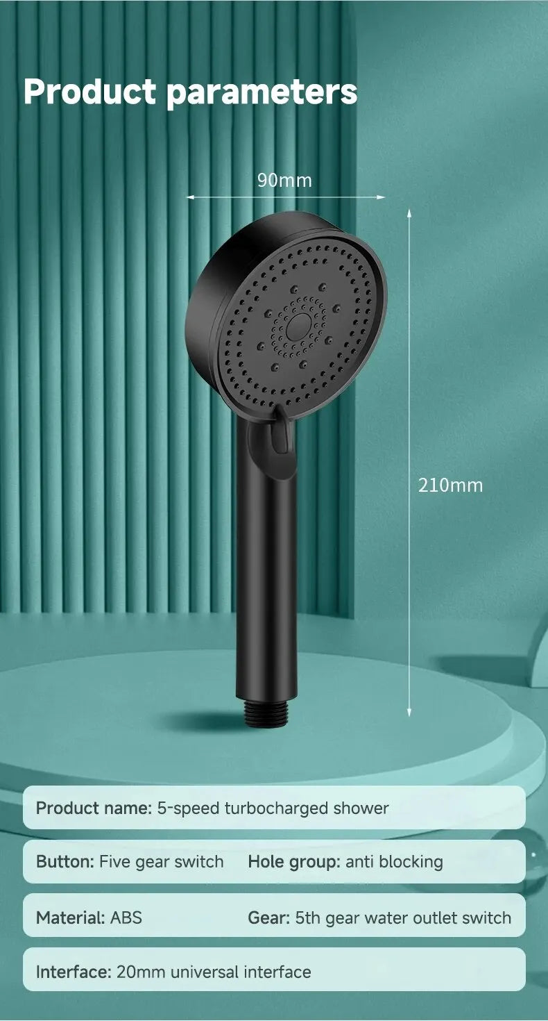 6 Modes Pressure Boost Shower Head Multifunction Adjustable Large Water Shower Nozzle Massage Bathroom Accessory