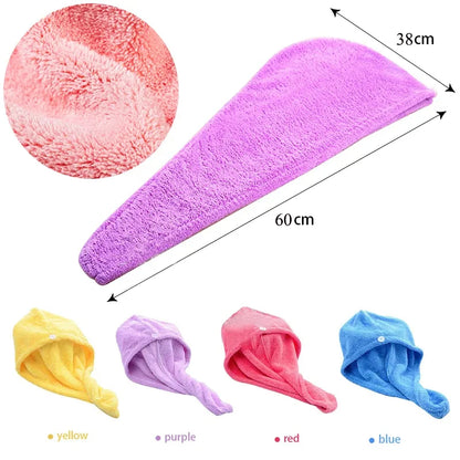 Microfiber Hair Towel,Premium Anti Frizz Hair Drying Wrap for Women & Men  Dry Hair Hat,Super Absorbent,Wrapped Bath Cap