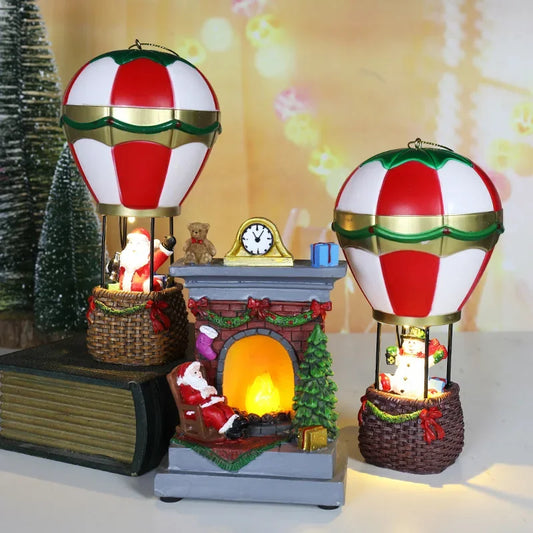 Snowman Santa Claus Hot Air Balloon Christmas LED Light Cabin Decoration Christmas Glowing Ornaments Christmas Decorations