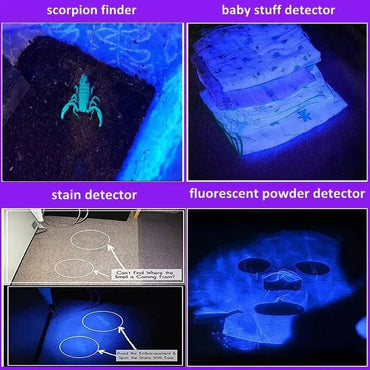 395nm UV Blacklight Flashlight, Zoomable USB Rechargeable Ultraviolet Light for Pet Urine Detection and Resin Curing