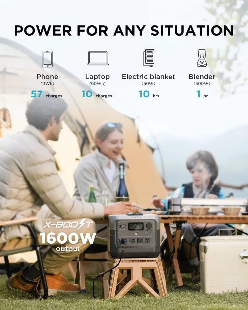 Portable Power Station RIVER 2 Pro 768Wh LiFePO4 Battery 70 Min Fast Charging 4X800W (X-Boost 1600W) AC Outlets Solar