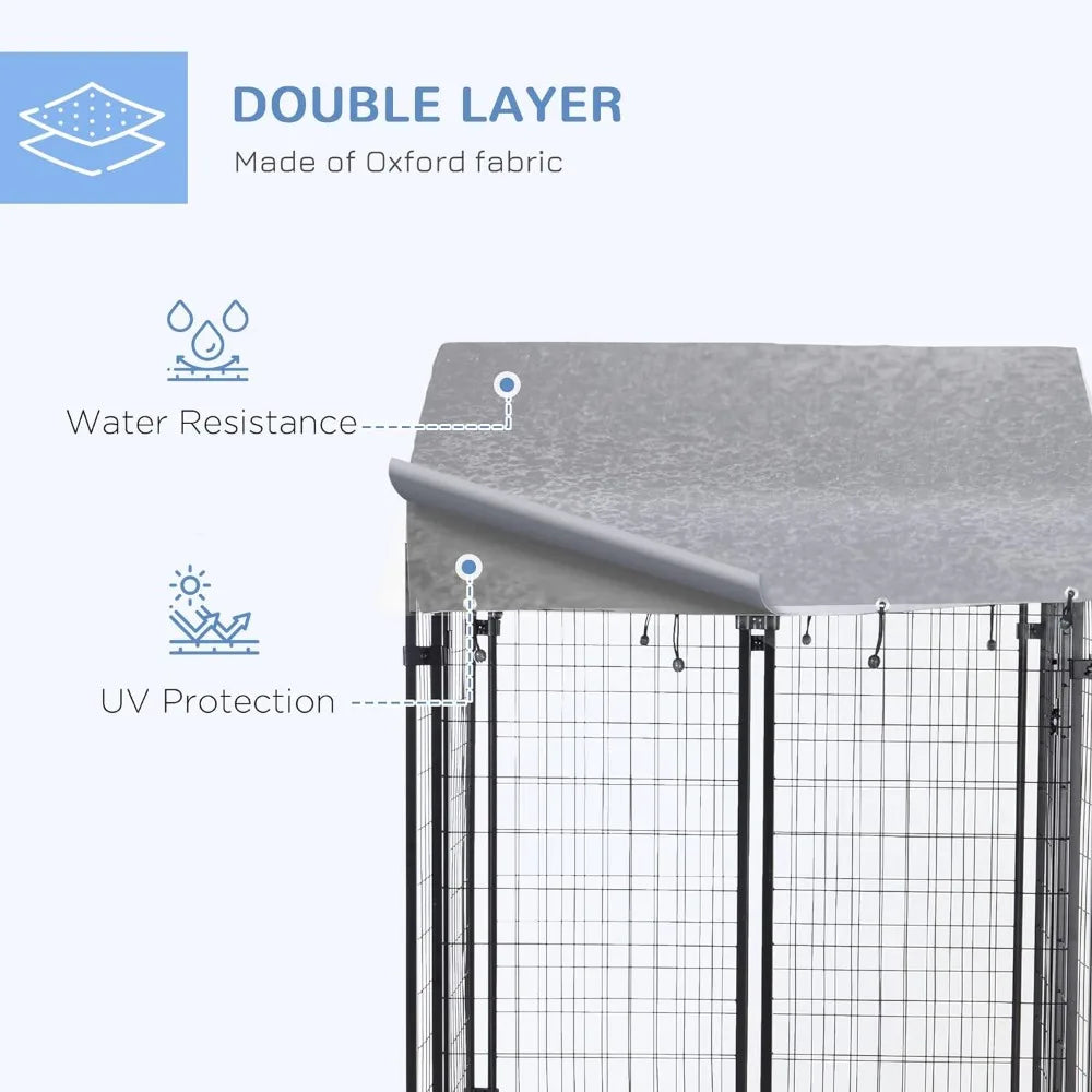 Dog Playpen Outdoor Dog Kennel Dog Exercise Pen with Lockable Door Water Resistant Canopy for Small and Medium Dogs