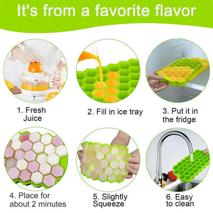 37 Cell Honeycomb Silicone Ice Tray Mold with a Lid Home-made Creative Ice Box Easy to Release Mold