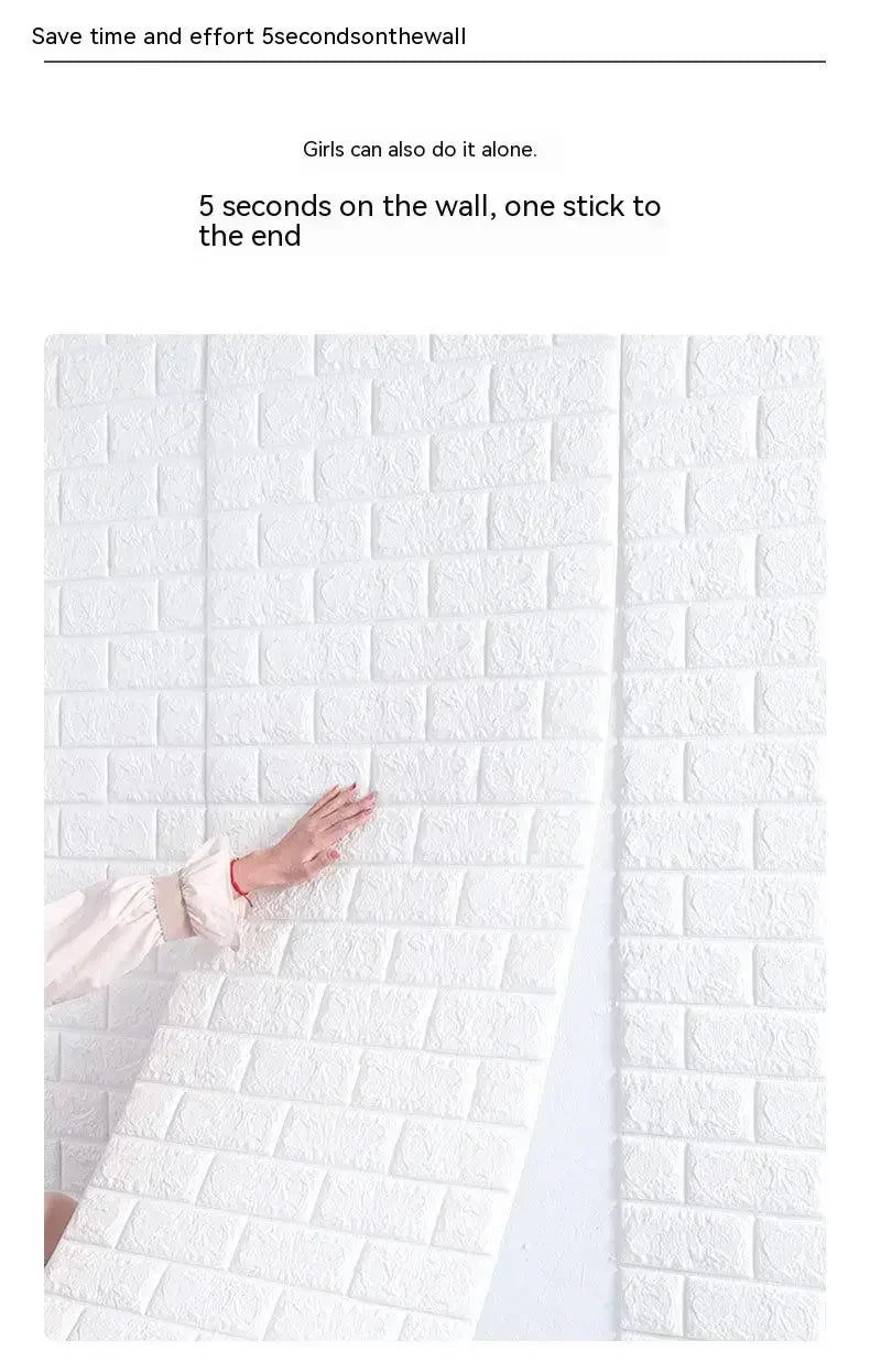 70cm*2m 3D Soft Foam Brick Wallpaper Sticker Roll DIY Self Adhesive Living Room Home Kitchen Bathroom Decorative Wall Paper