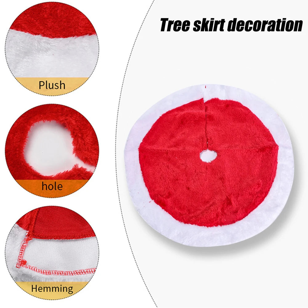 15inch 38cm Plush Christmas Tree Skirt White Faux Fur Xmas Trees Sequin Carpet Mat Skirts For New Year Home Party Decorations