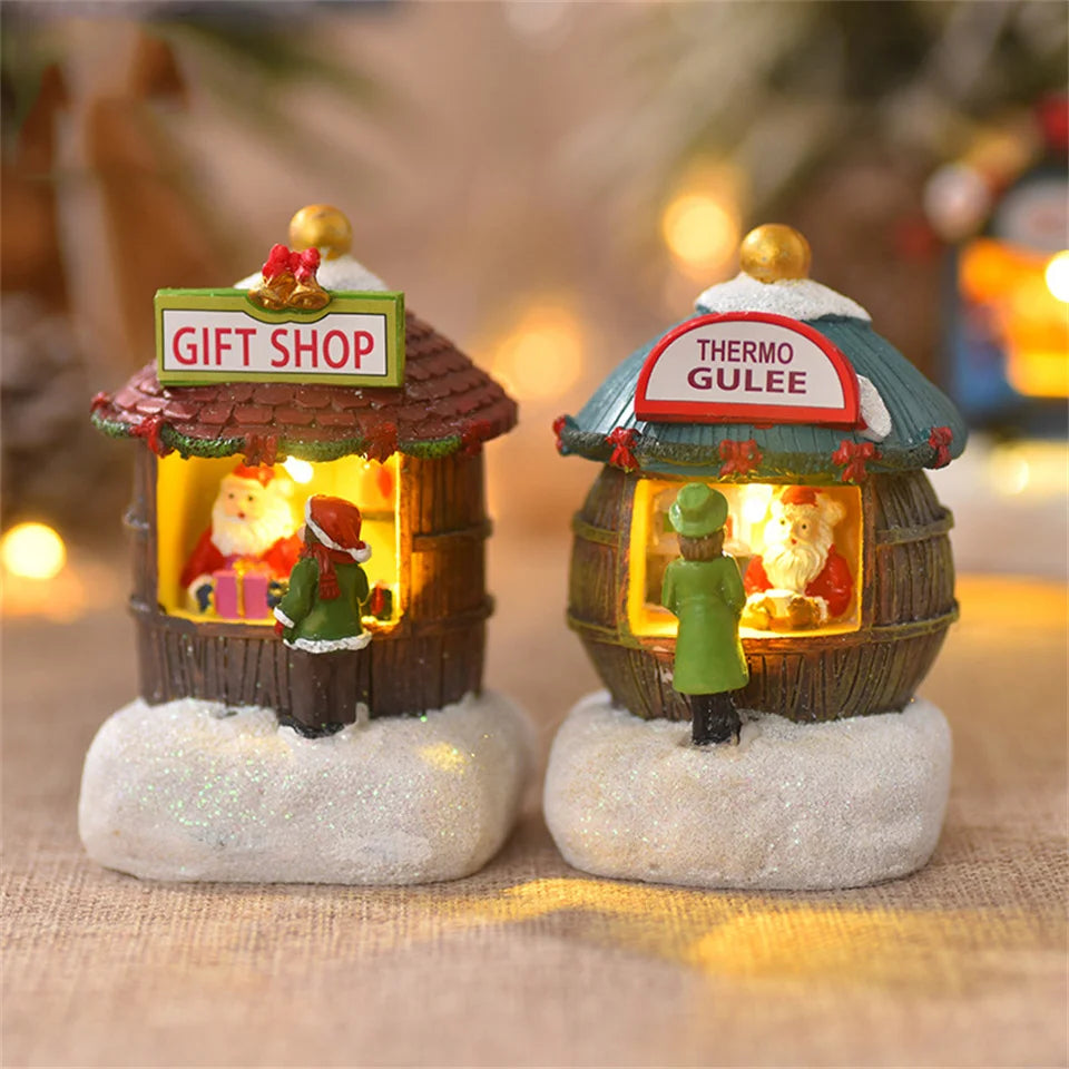 Snowman Santa Claus Hot Air Balloon Christmas LED Light Cabin Decoration Christmas Glowing Ornaments Christmas Decorations