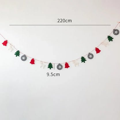 Merry Christmas Banner Wool Felt Triangle Flag Garland Xmas Tree Hanging Ornaments For Home Decorations New Year Party Supplies