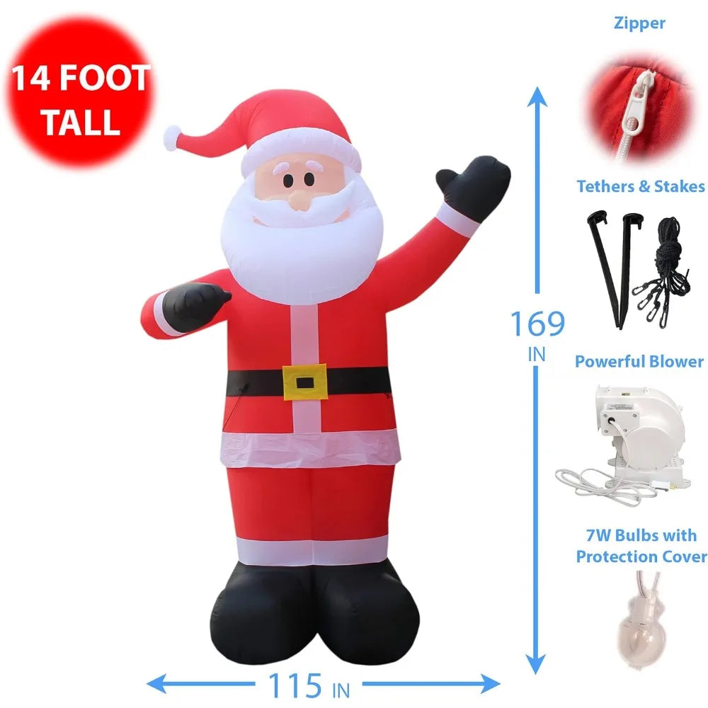 14 Foot Tall Huge Christmas Inflatable Santa Claus Outdoor Indoor Decoration