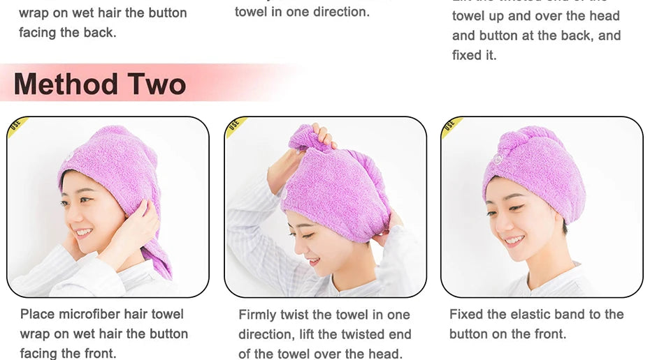 Microfiber Hair Towel,Premium Anti Frizz Hair Drying Wrap for Women & Men  Dry Hair Hat,Super Absorbent,Wrapped Bath Cap